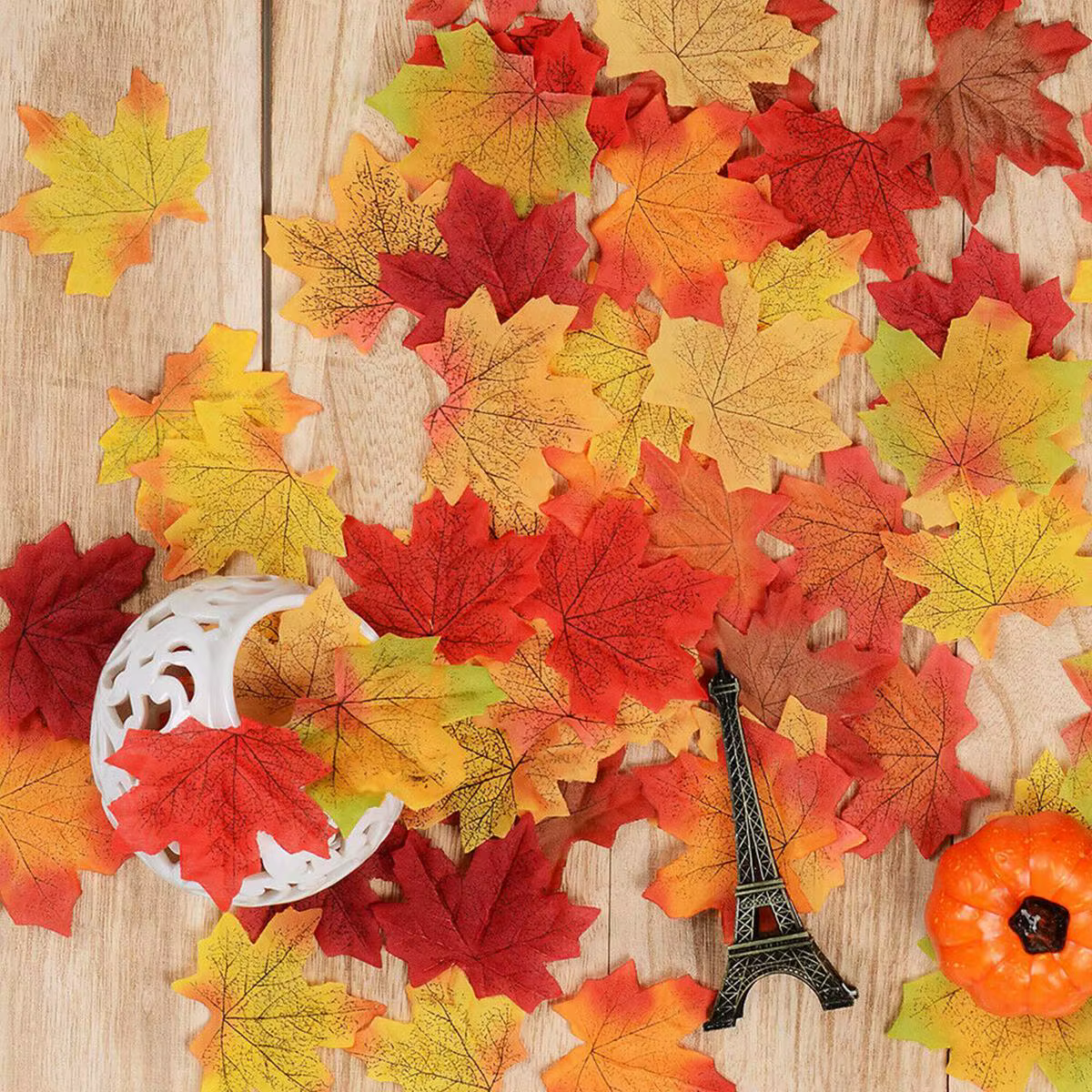 Artificial Autumn Maple Leaves – 100 or 200 Piece Fall Decor Set thumbnail 6