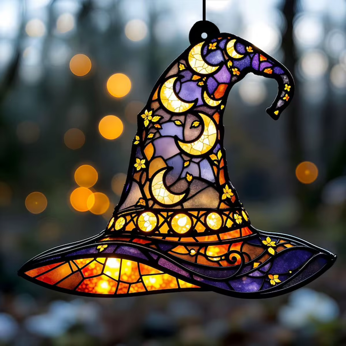 Witch Hat Moonlight Halloween Window Suncatcher thumbnail 2