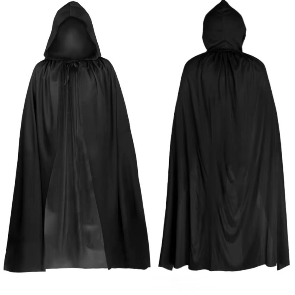 Black Hooded Halloween Cloak thumbnail 3