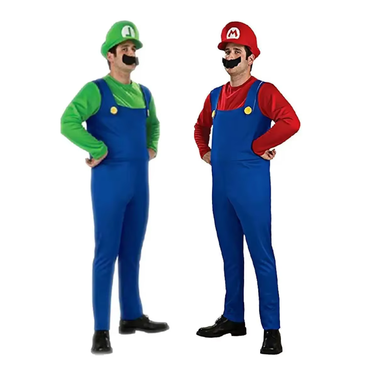 Adult Green Plumber Costume with Hat and Mustache thumbnail 4