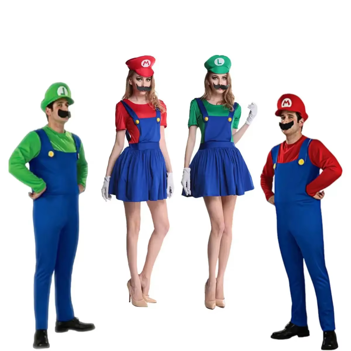 Adult Green Plumber Costume with Hat and Mustache — product photo