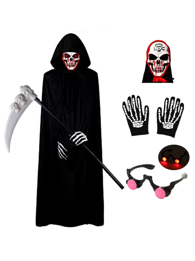 Kids' Grim Reaper Costume with Glowing Red Eyes thumbnail 7