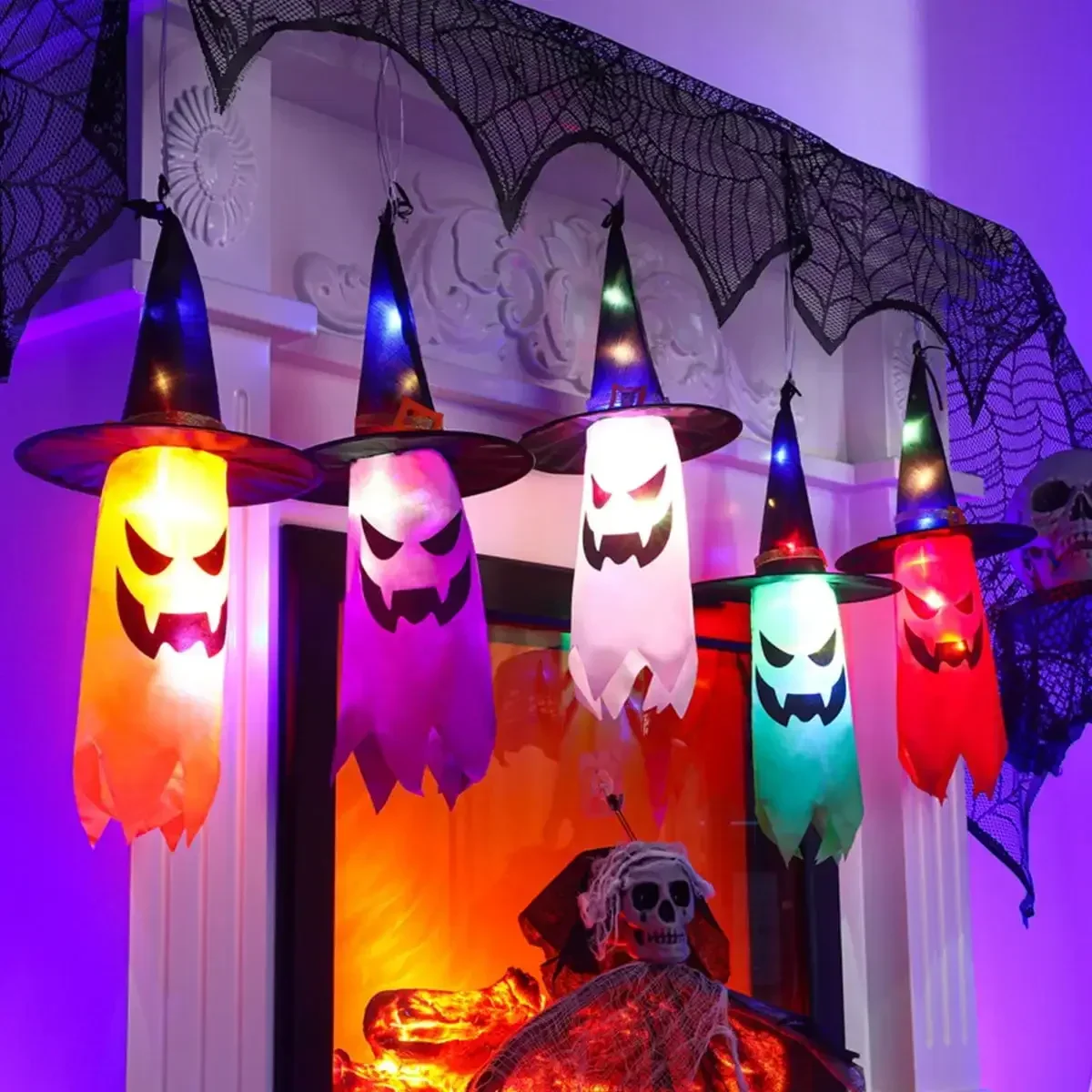 Halloween Witch-Hat String Lights — 5 Hats — product photo