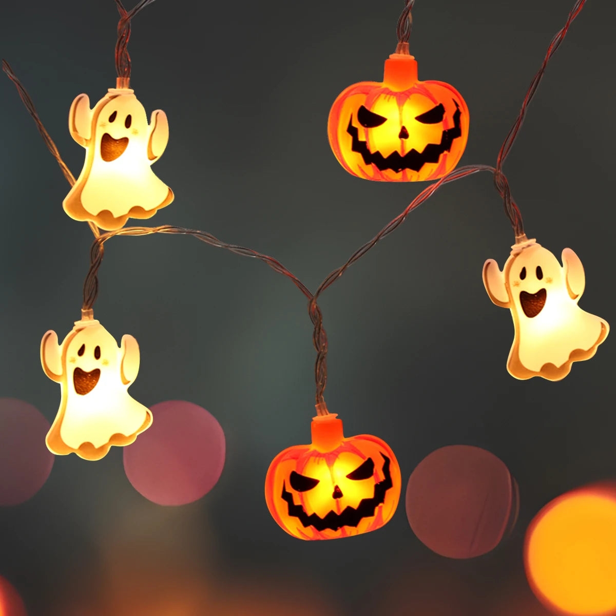 Pumpkin & Ghost Halloween String Lights