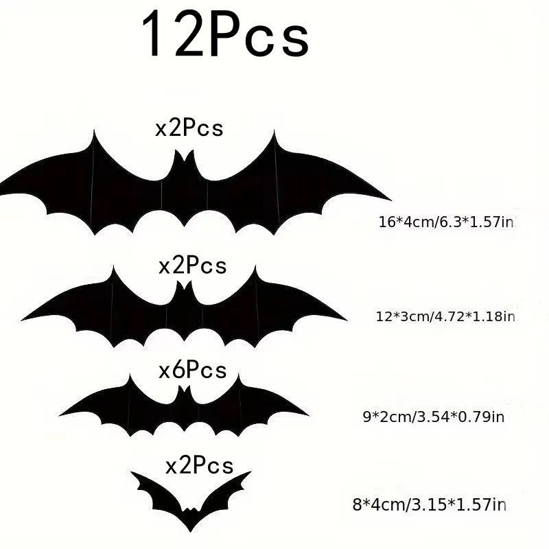 3D Black Halloween Bat Wall Decorations thumbnail 2