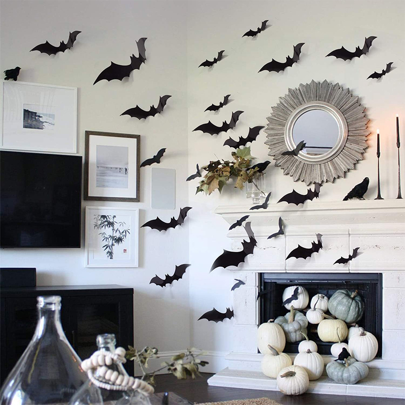 3D Black Halloween Bat Wall Decorations thumbnail 4