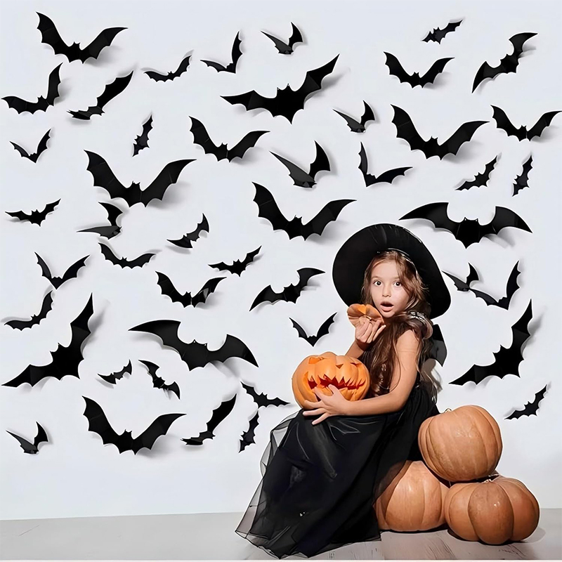 3D Black Halloween Bat Wall Decorations thumbnail 7