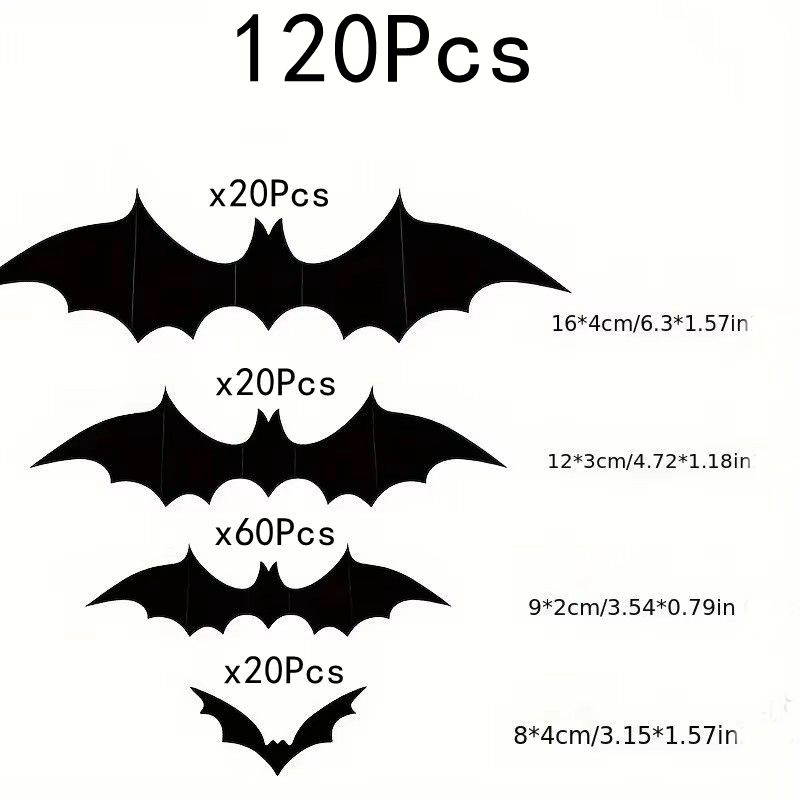 3D Black Halloween Bat Wall Decorations thumbnail 9