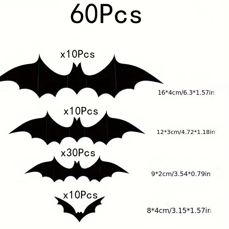 3D Black Halloween Bat Wall Decorations thumbnail 12