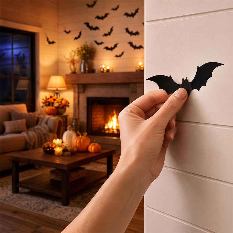 3D Black Halloween Bat Wall Decorations thumbnail 6