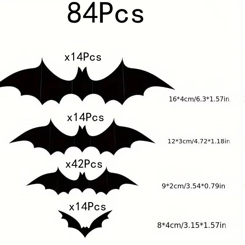 3D Black Halloween Bat Wall Decorations thumbnail 8