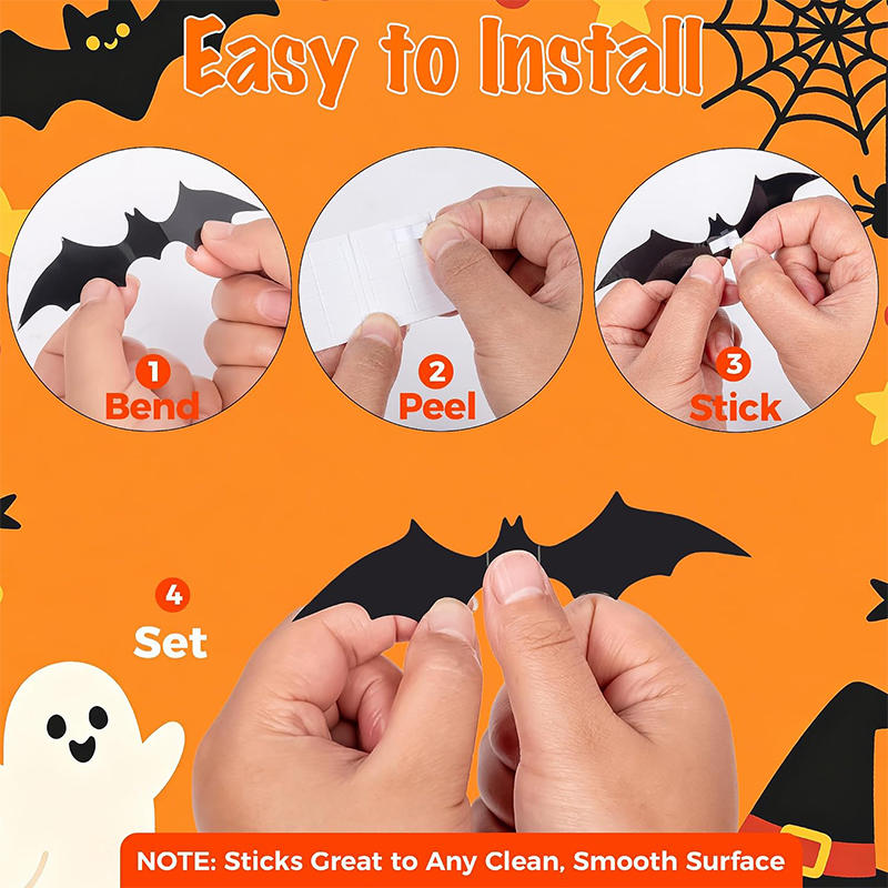 3D Black Halloween Bat Wall Decorations thumbnail 3
